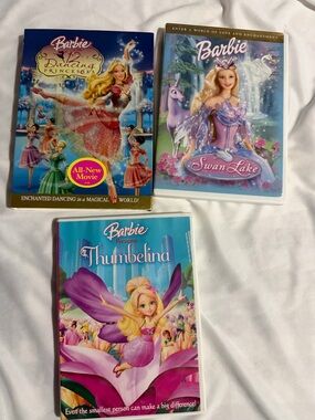 Barbie Movie DVD Set - Pink, Purple & Blue Covers. One is sealed and unopened